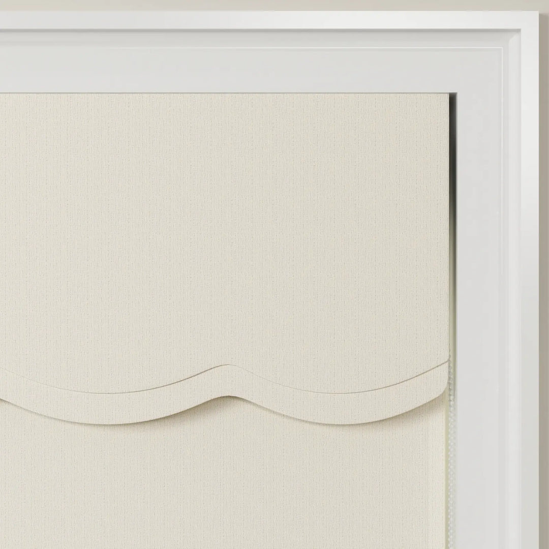 Doreen Linen Cotton Valanced Day Night Roman Shade Cord Lift Ice Detail - ChadMade