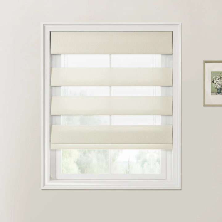 Doreen Linen Cotton Zebra Roman Blind Cord Lift lce - ChadMade