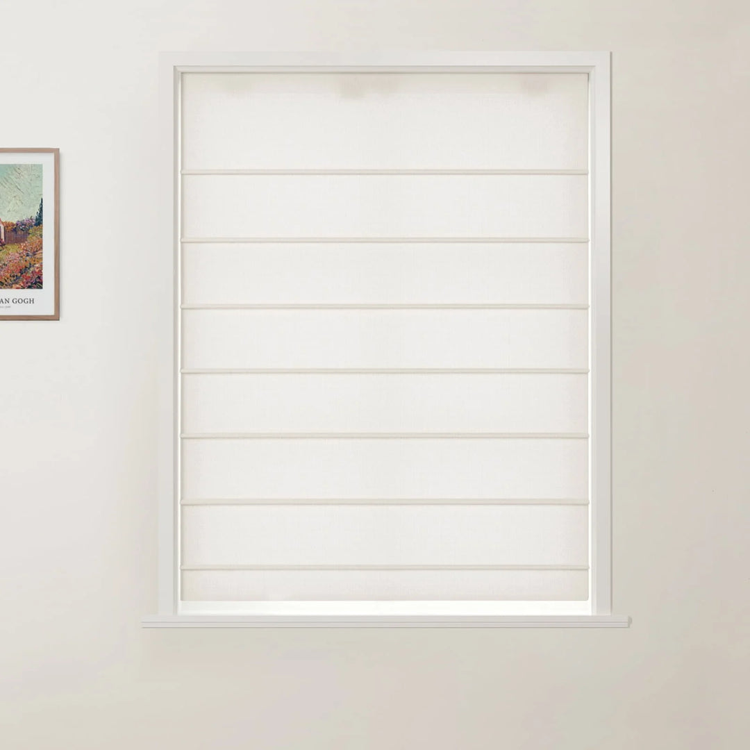 Doreen Herringbone Pattern Front Slat Cordless Roman Shades Ice - ChadMade