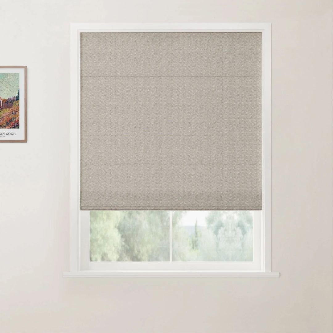 Doreen Herringbone Pattern Back Slat Cordless Roman Shades Toast - ChadMade