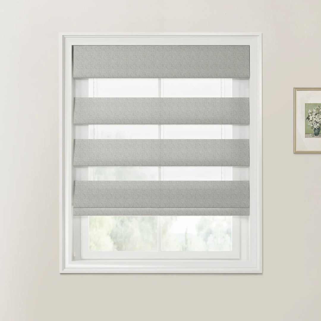 Doreen Linen Cotton Zebra Roman Blind Cord Lift Mist - ChadMade