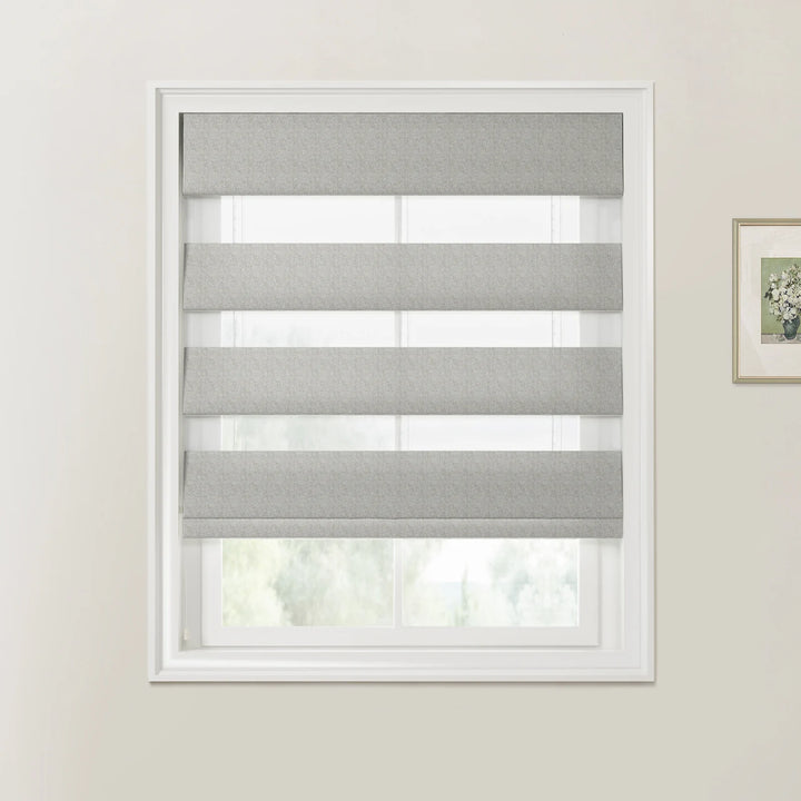 Doreen Linen Cotton Zebra Roman Blind Cord Lift Mist - ChadMade