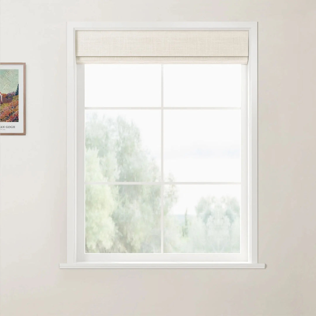 Jair Linen Cordless Top Down Bottom Up Roman Shade - White - ChadMade