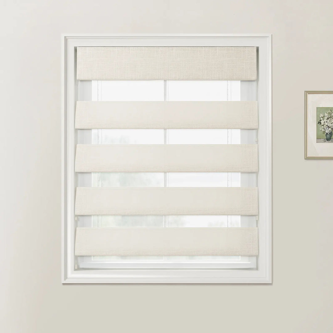 White Jair Linen Zebra Roman Blind Cord Lift - ChadMade