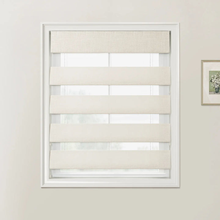 White Jair Linen Zebra Roman Blind Cord Lift - ChadMade