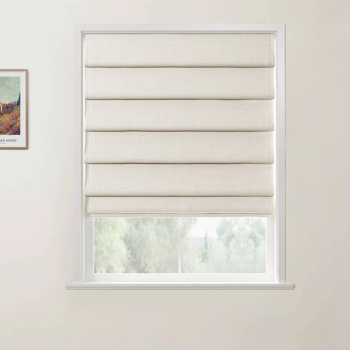 Jair Linen Hobbled Cordless Roman Shades White - ChadMade