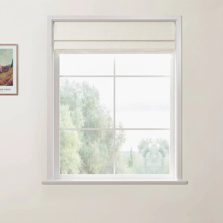 Jair Linen Hobbled Cordless Roman Shades White - ChadMade