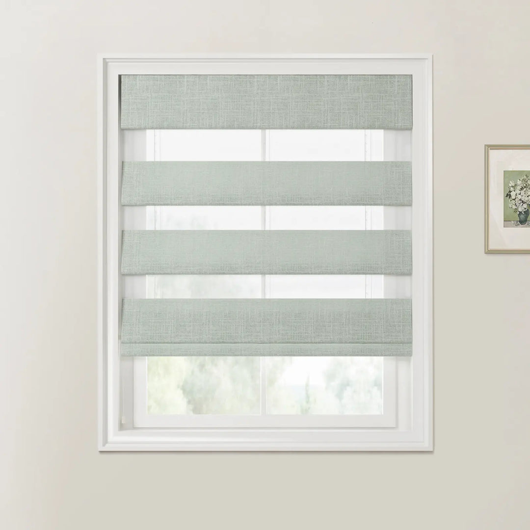 Jair Linen Zebra Roman Blind Cord Lift Snow Ash - ChadMade