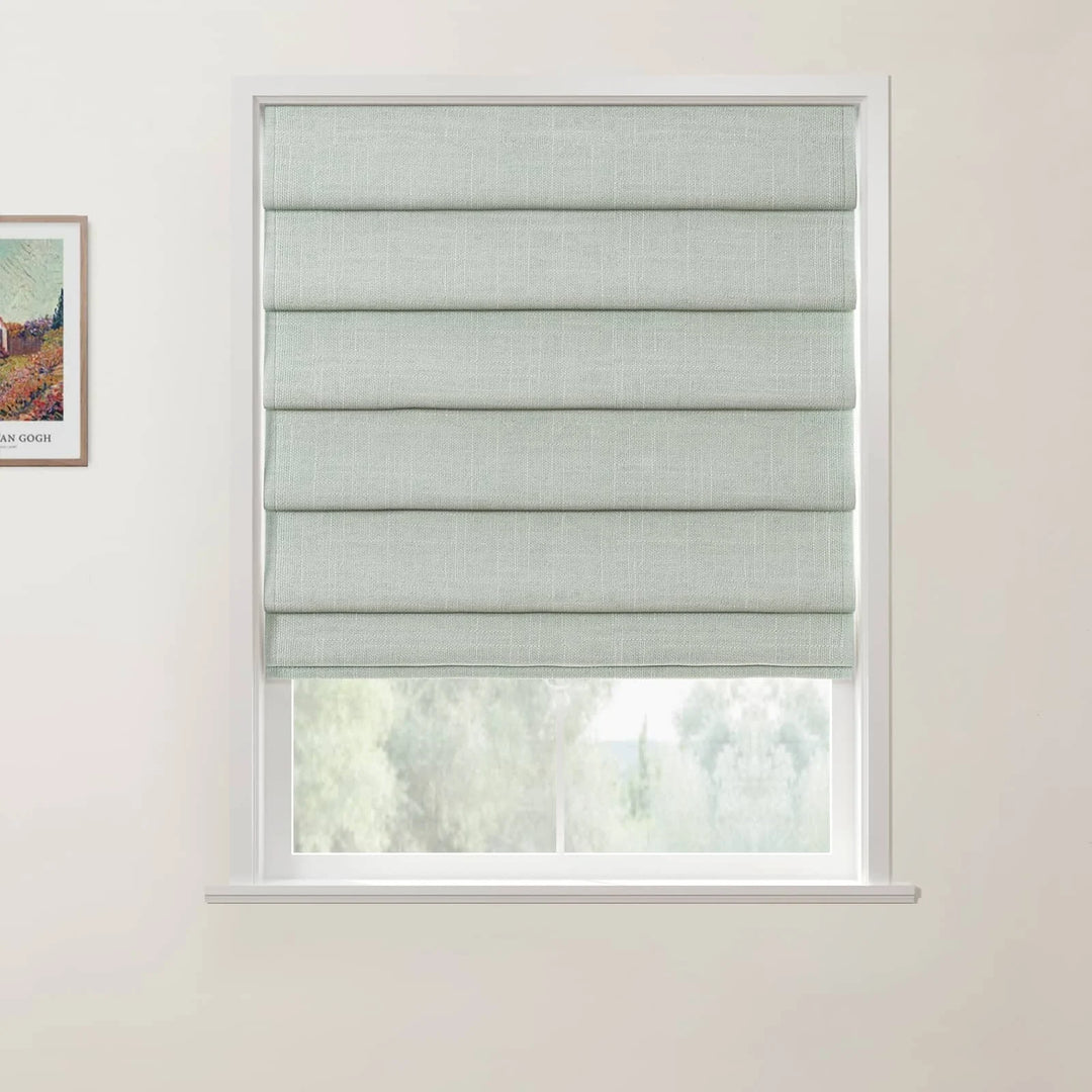 Jair Linen Hobbled Cordless Roman Shades Ash - ChadMade