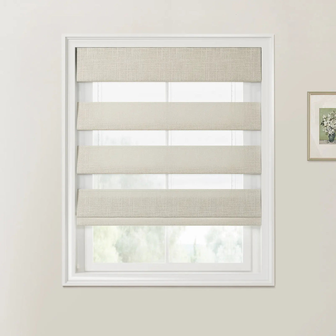 Jair Linen Zebra Roman Blind Cord Lift Natural - ChadMade