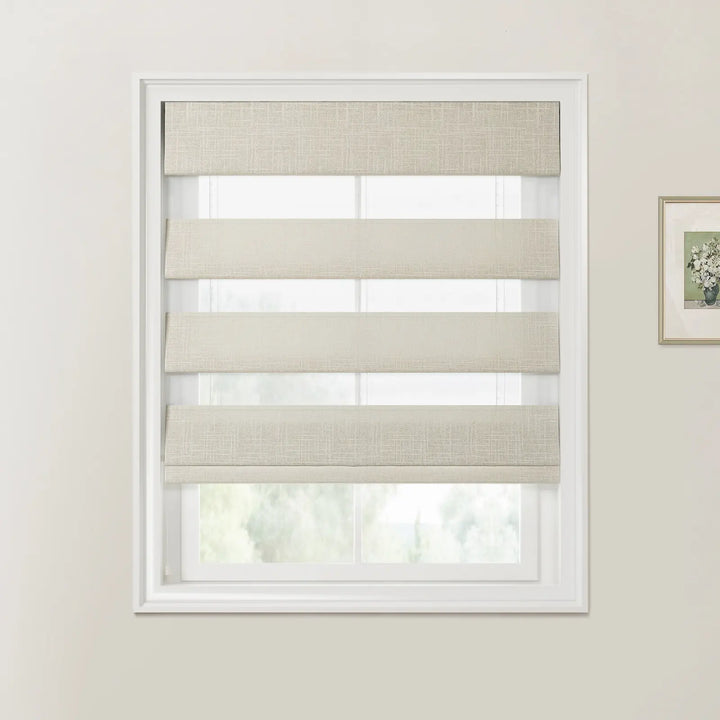 Jair Linen Zebra Roman Blind Cord Lift Natural - ChadMade