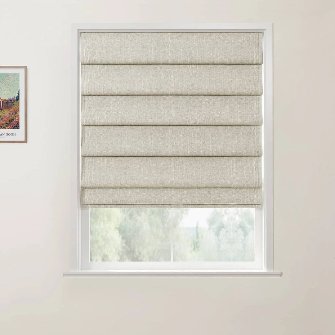 Jair Linen Hobbled Cordless Roman Shades Natural - ChadMade