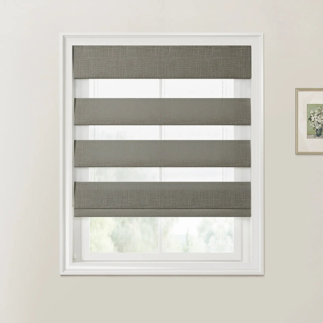 Jair Linen Zebra Roman Blind Cord Lift Steel - ChadMade