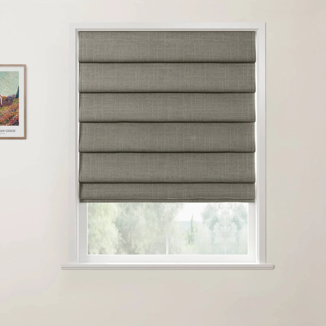 Jair Linen Hobbled Cordless Roman Shades Steel - ChadMade