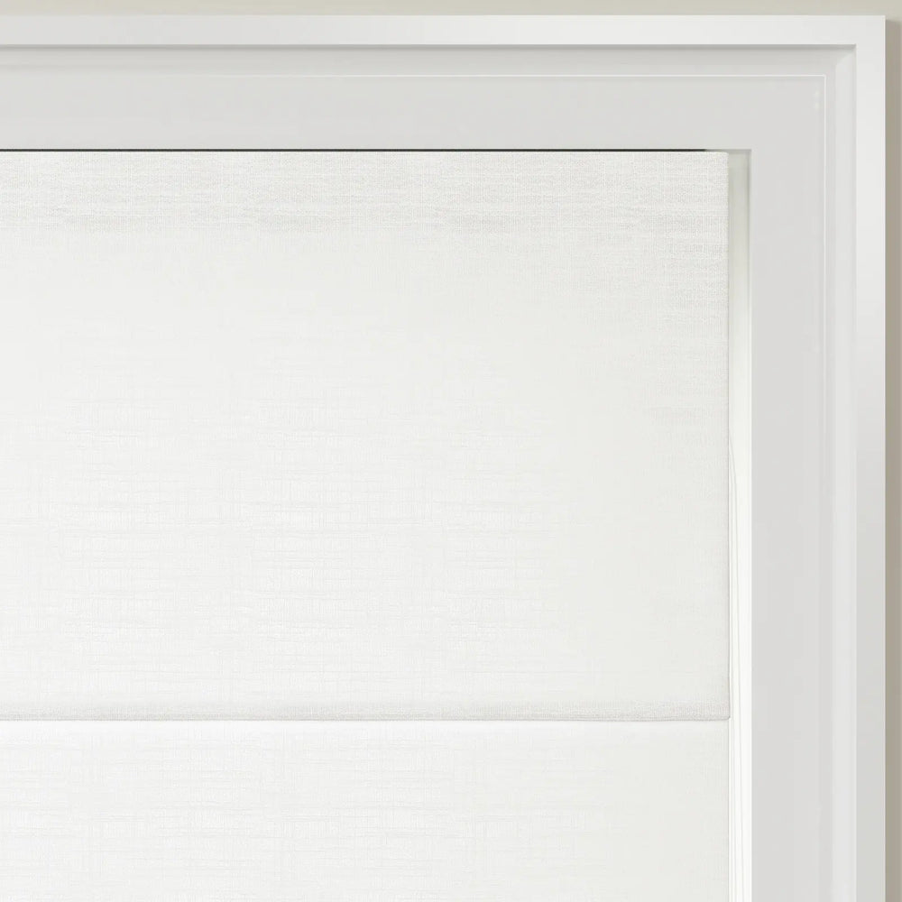 Tallis Linen Zebra Roman Blind Cord Lift Snow White Detail - ChadMade