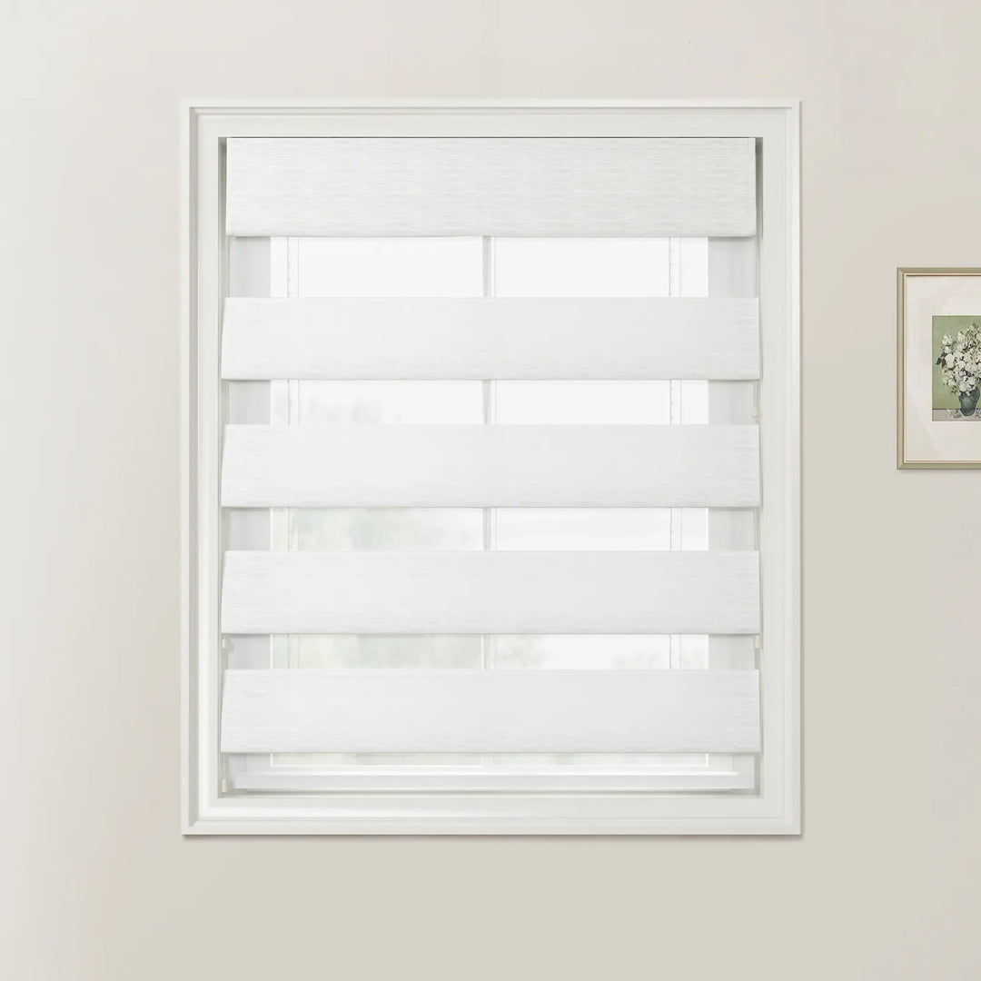 Tallis Linen Zebra Roman Blind Cord Lift Snow White - ChadMade