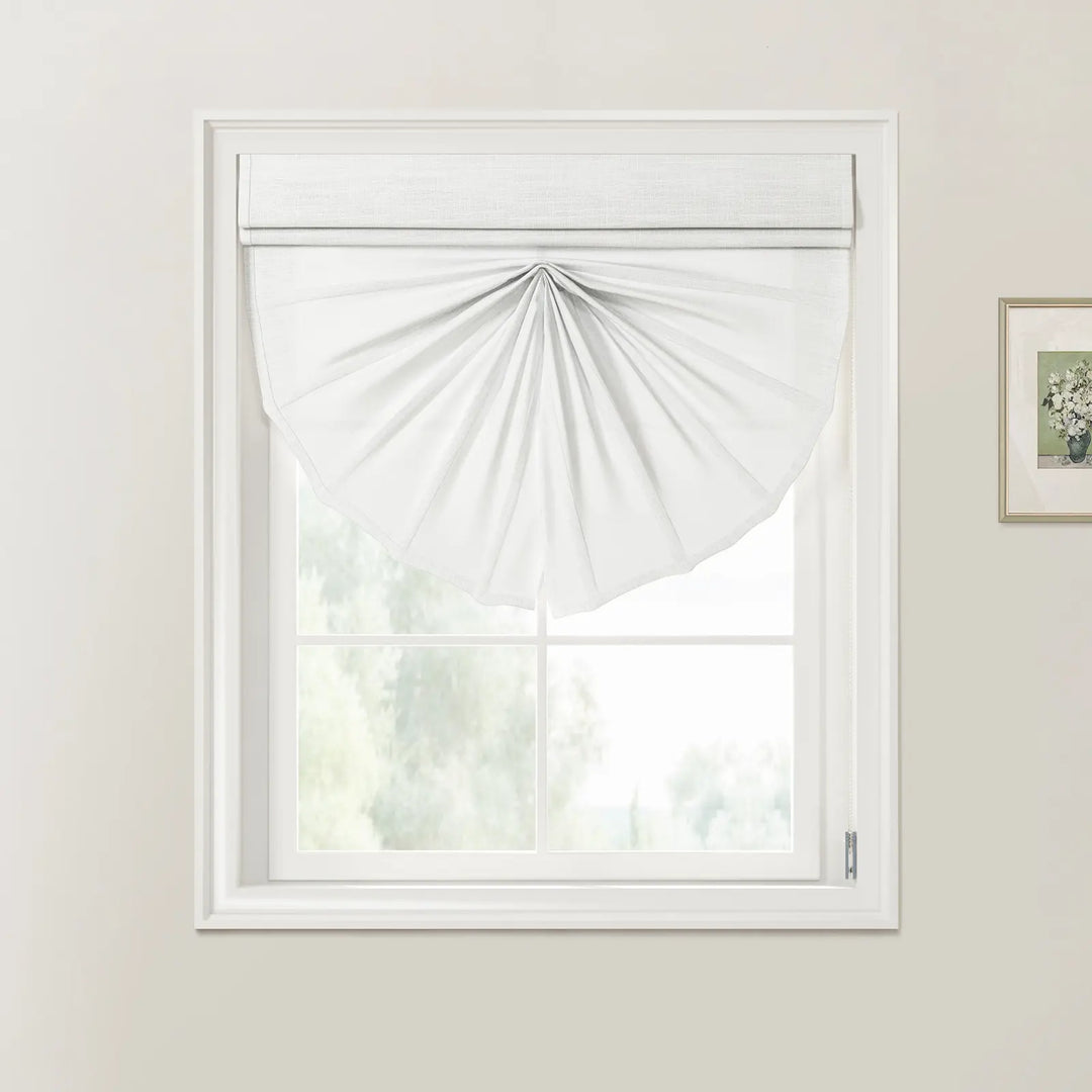 Snow White Tallis Fan Shaped Roman Shades Cord Lift - ChadMade