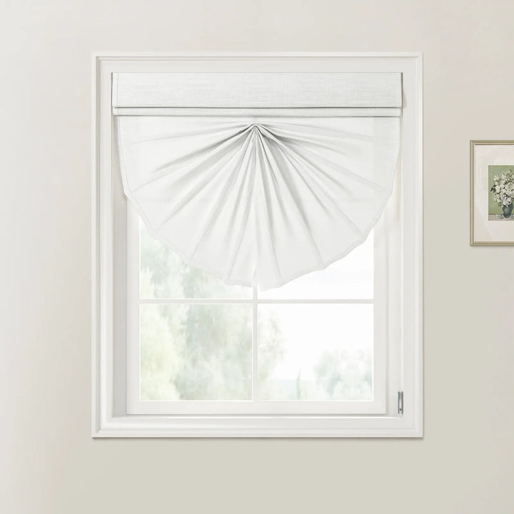 Snow White Tallis Fan Shaped Roman Shades Cord Lift - ChadMade