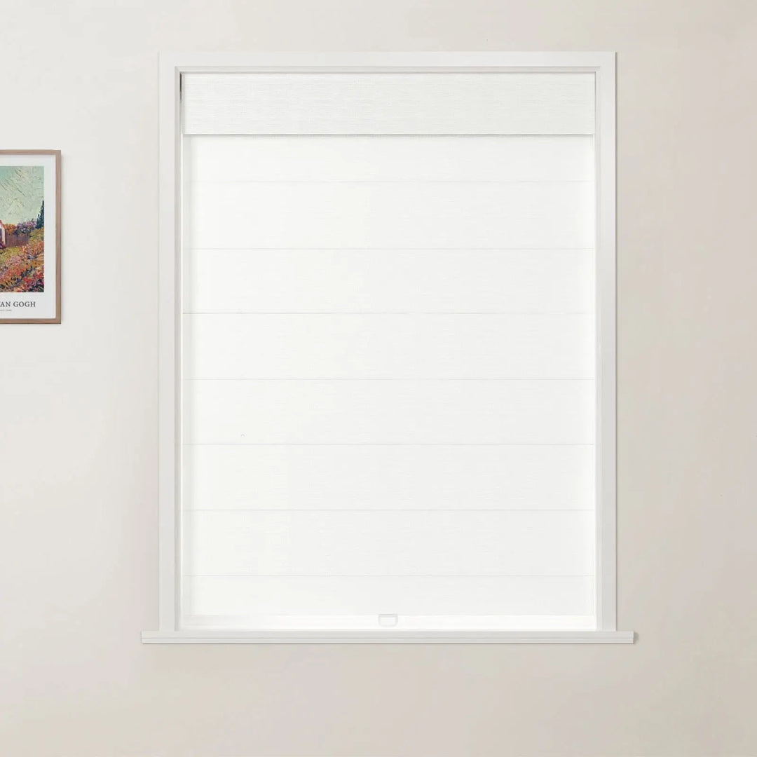 Tallis Linen Cordless Top Down Bottom Up Roman Shade - Snow White - ChadMade