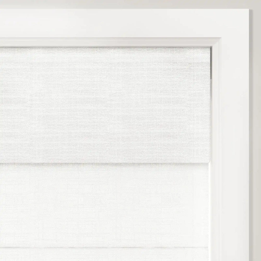 Tallis Linen Cordless Top Down Bottom Up Roman Shade - Snow White - ChadMade
