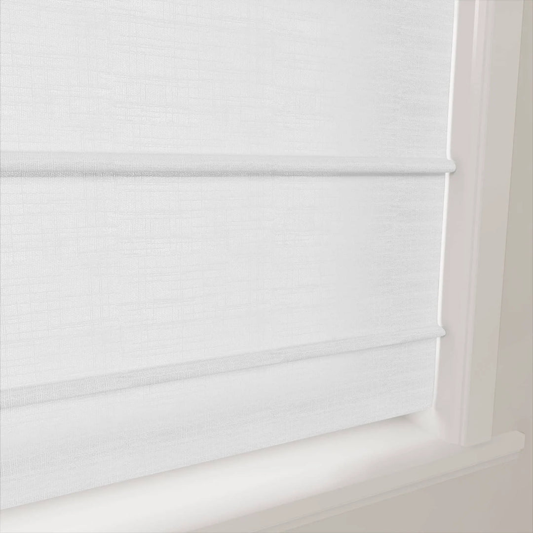 Tallis Linen Front Slat Cordless Roman Shades Snow White - ChadMade