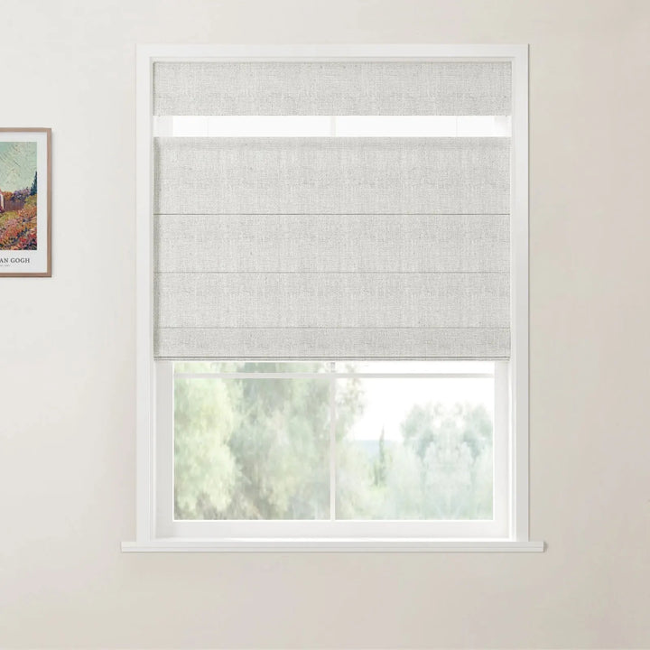 Tallis Linen Cordless Top Down Bottom Up Roman Shade - Fog - ChadMade