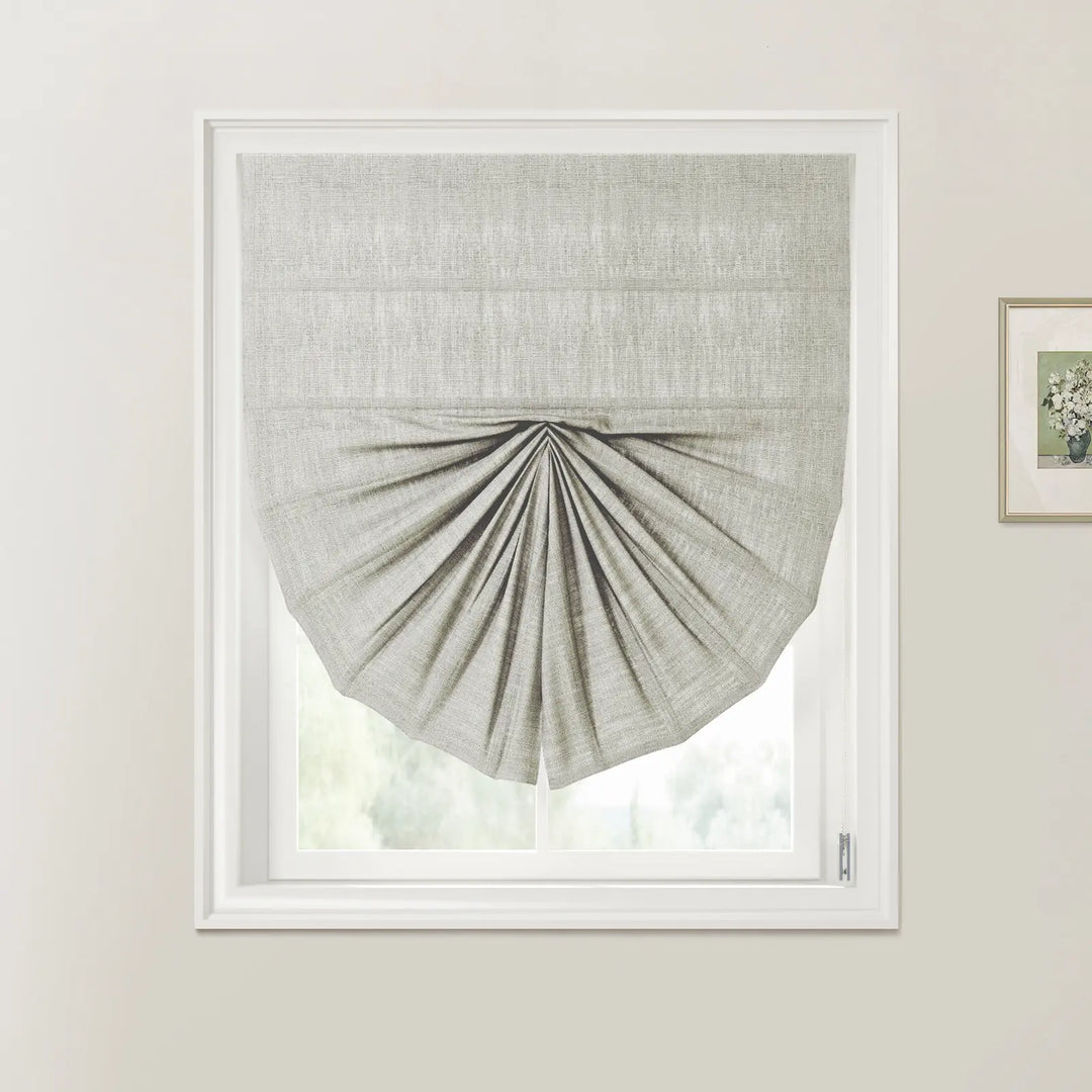Tallis Fan Shaped Roman Shades Cord Lift Fog - ChadMade