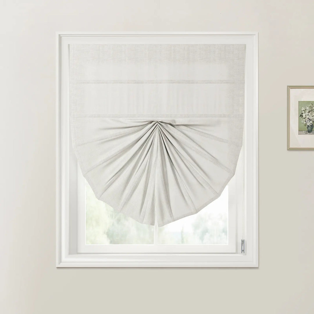 Tallis Fan Shaped Roman Shades Cord Lift Ivory White - ChadMade