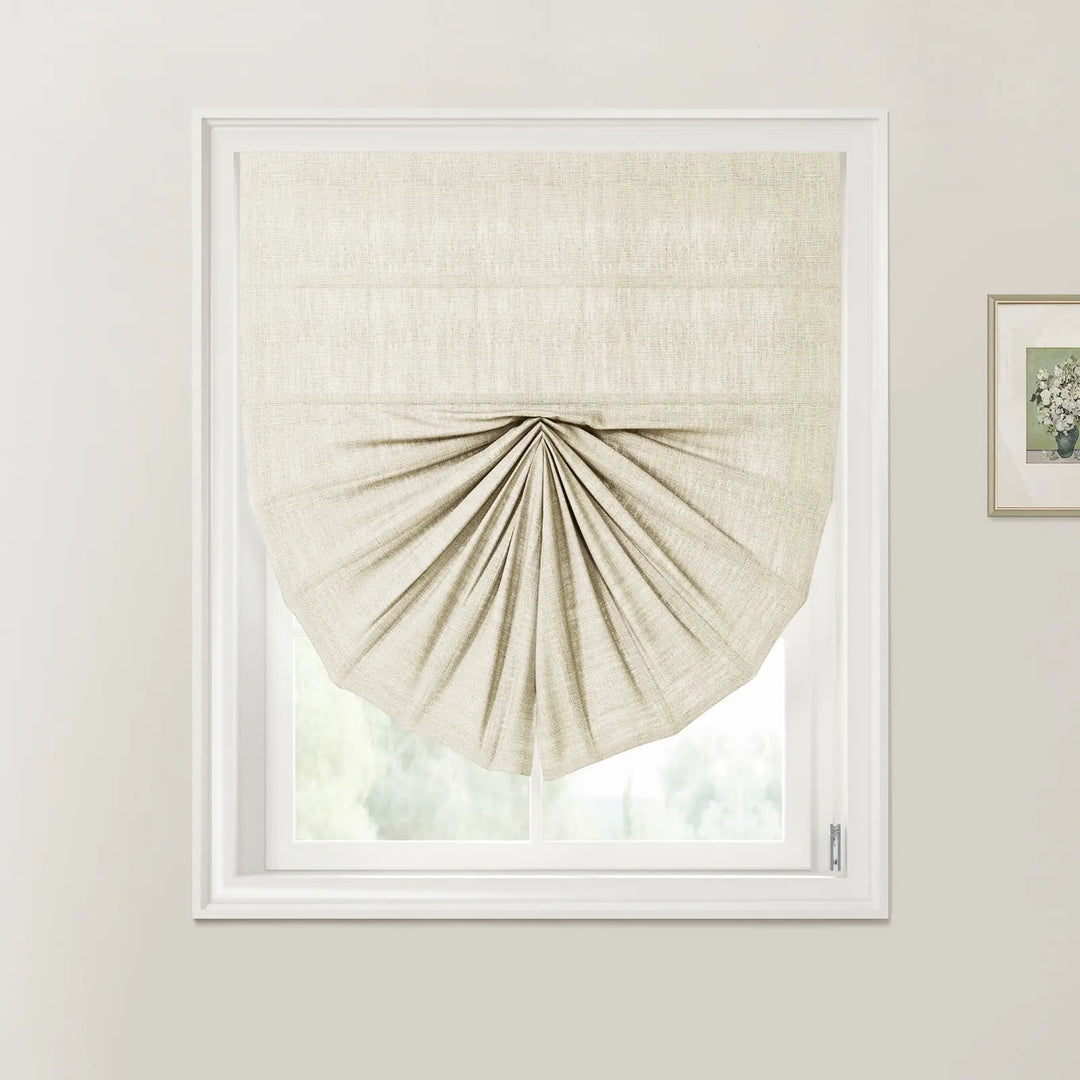 Tallis Fan Shaped Roman Shades Cord Lift Sand Beige - ChadMade