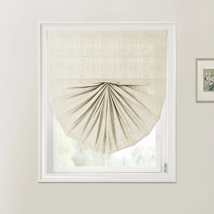 Tallis Fan Shaped Roman Shades Cord Lift Sand Beige - ChadMade