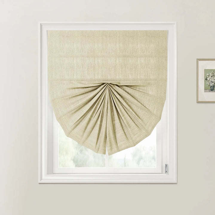 Tallis Fan Shaped Roman Shades Cord Lift Light Khaki - ChadMade