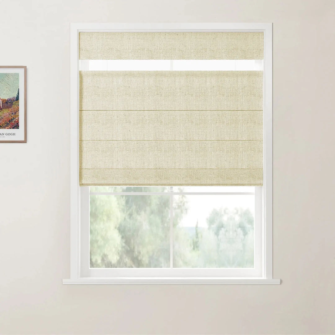 Tallis Linen Cordless Top Down Bottom Up Roman Shade - Light Khaki - ChadMade