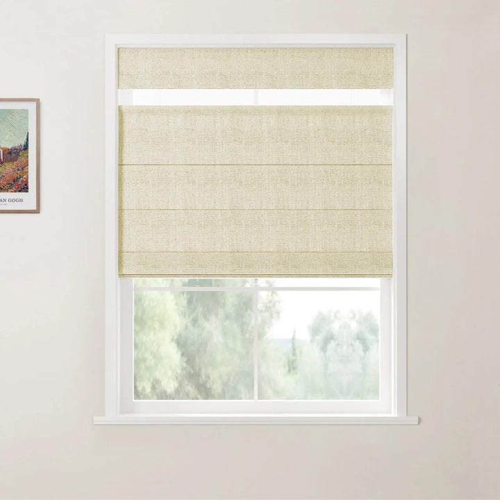 Tallis Linen Cordless Top Down Bottom Up Roman Shade - Light Khaki - ChadMade