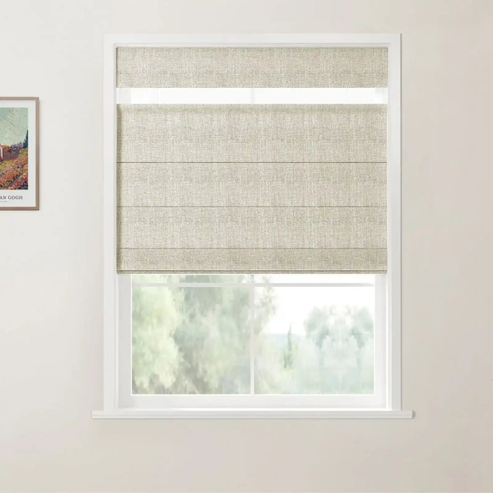 Tallis Linen Cordless Top Down Bottom Up Roman Shade - Burlywood Birch - ChadMade