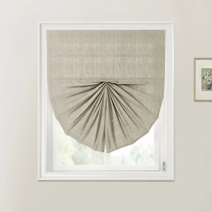 Tallis Fan Shaped Roman Shades Cord Lift Burlywood Birch - ChadMade