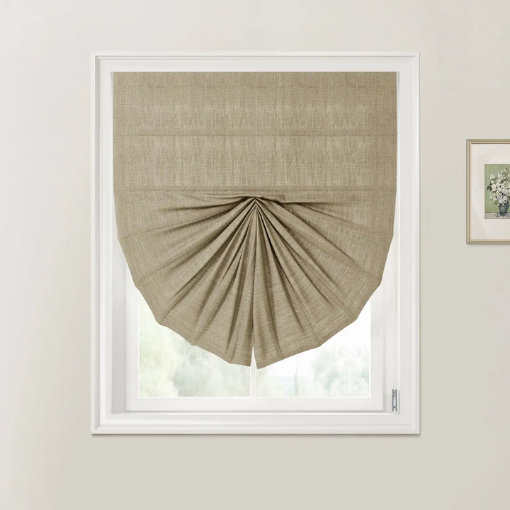 Tallis Fan Shaped Roman Shades Cord Lift Grey Beige - ChadMade