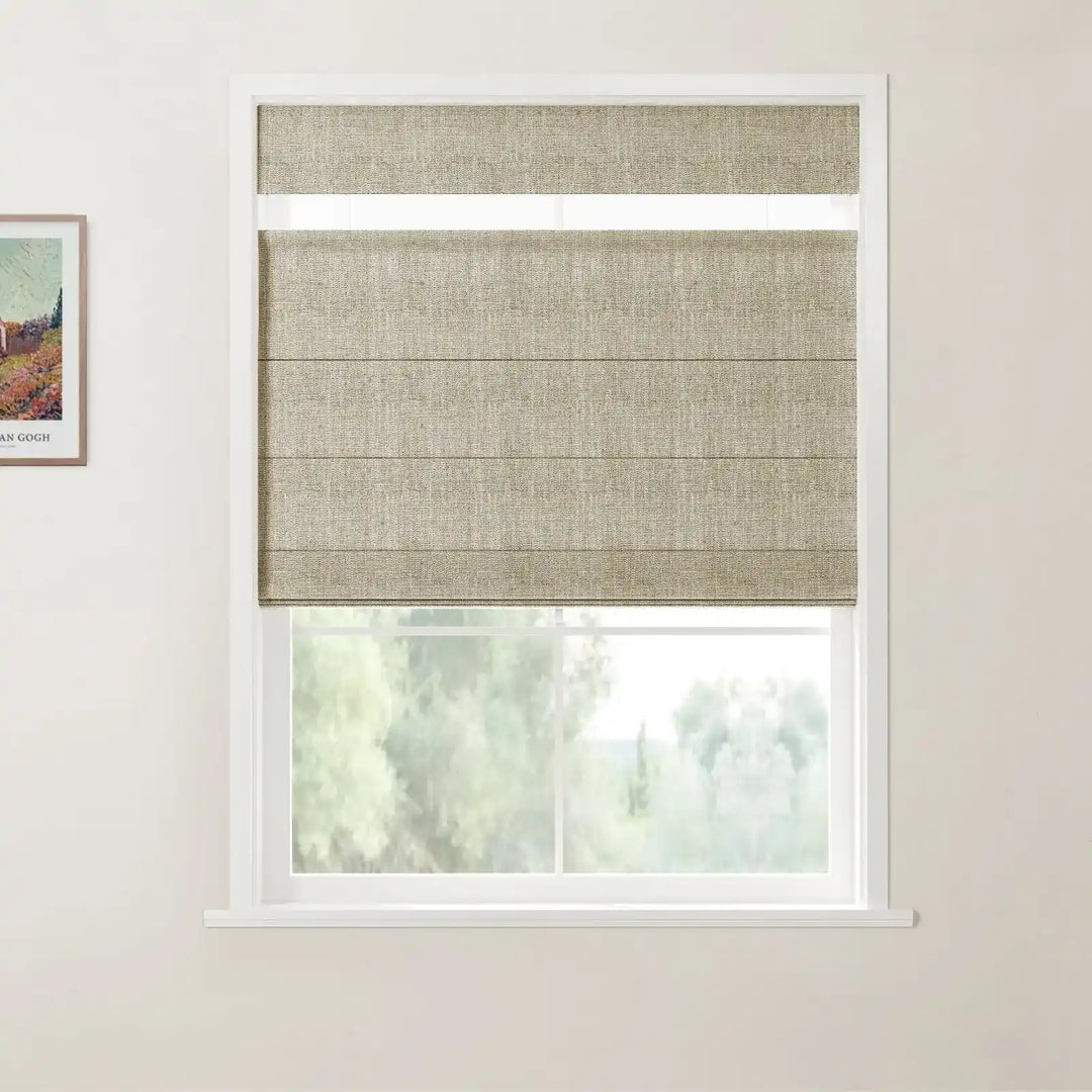 Tallis Linen Cordless Top Down Bottom Up Roman Shade - Grey Beige - ChadMade