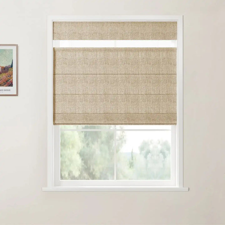 Tallis Linen Cordless Top Down Bottom Up Roman Shade - Tapioca - ChadMade