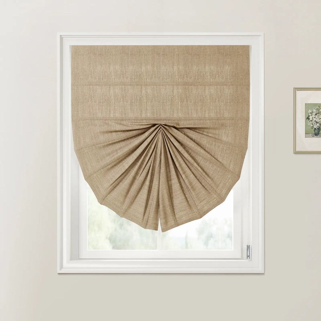 Tallis Fan Shaped Roman Shades Cord Lift Tapioca - ChadMade