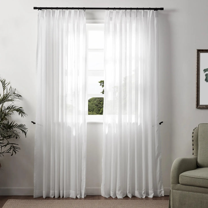 Justin White Sheer Curtain Pinch Pleat