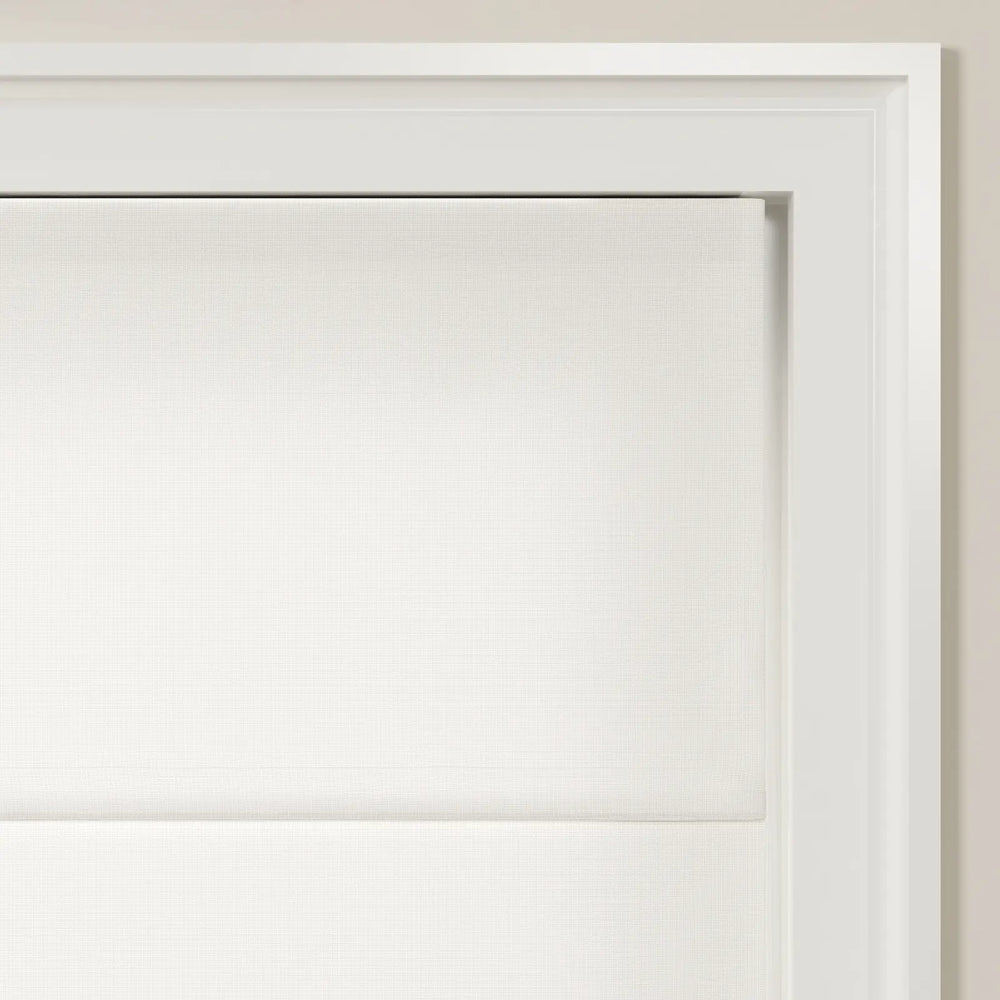 Darcy Cotton Zebra Roman Blind Cord Lift Optic White Detail - ChadMade