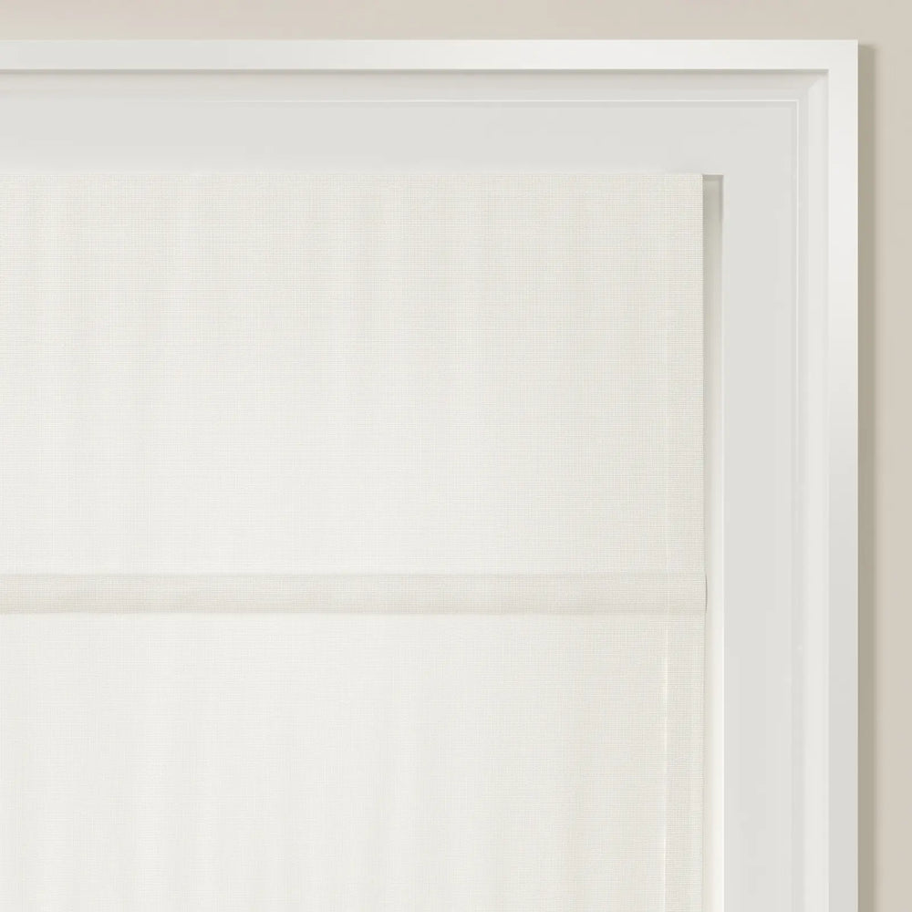 Darcy Fan Shaped Roman Shades Cord Lift Optic White Detail - ChadMade