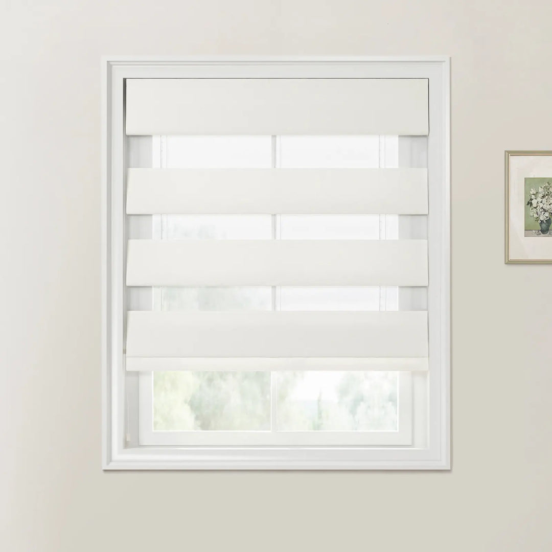 Darcy Cotton Zebra Roman Blind Cord Lift Optic White - ChadMade