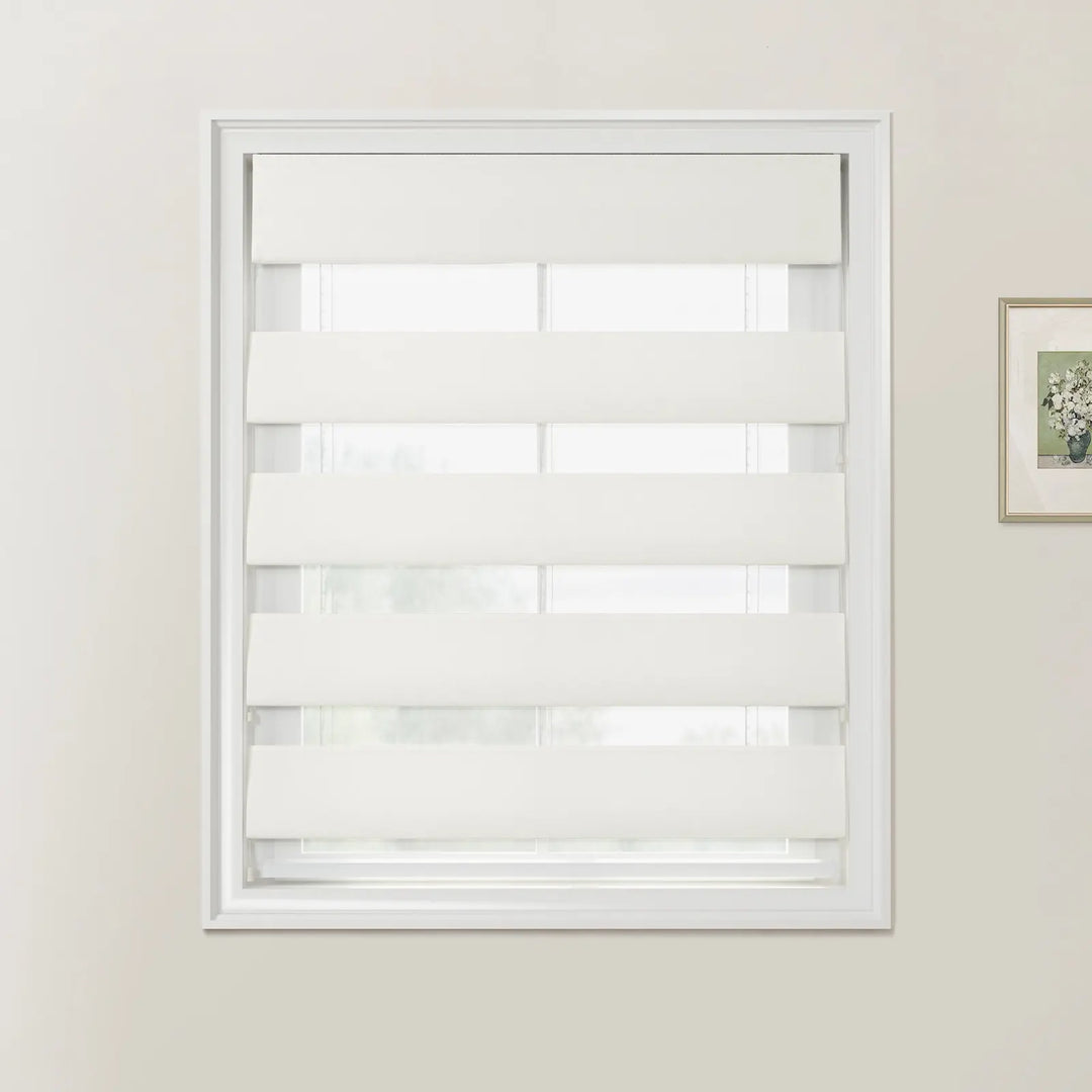 Optic White Darcy Cotton Zebra Roman Blind Cord Lift - ChadMade