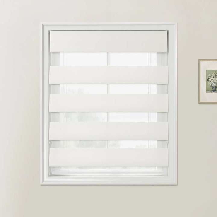 Optic White Darcy Cotton Zebra Roman Blind Cord Lift - ChadMade