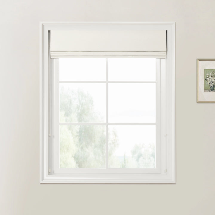 Darcy Cotton Optic White Zebra Roman Blind Cord Lift - ChadMade