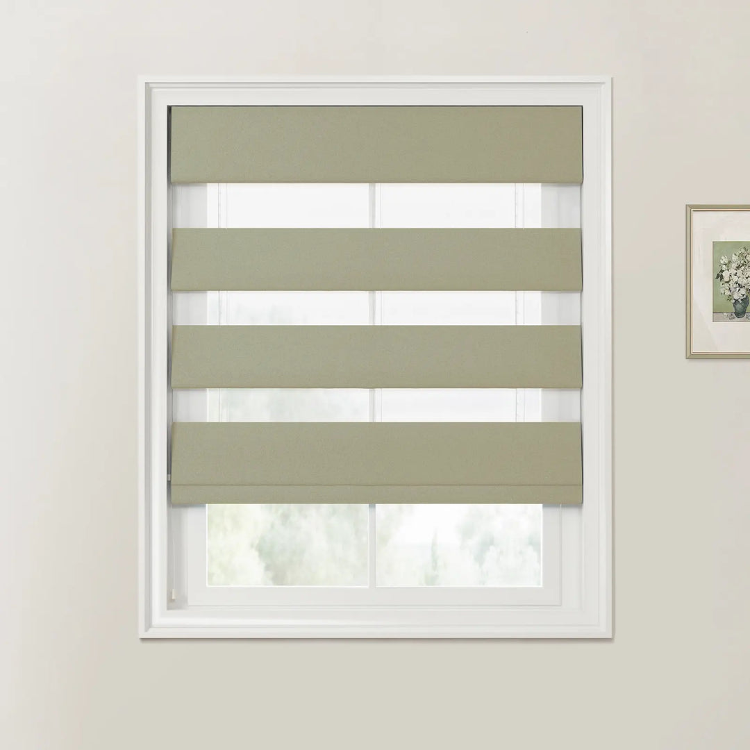 Darcy Cotton Zebra Roman Blind Cord Lift Beige - ChadMade