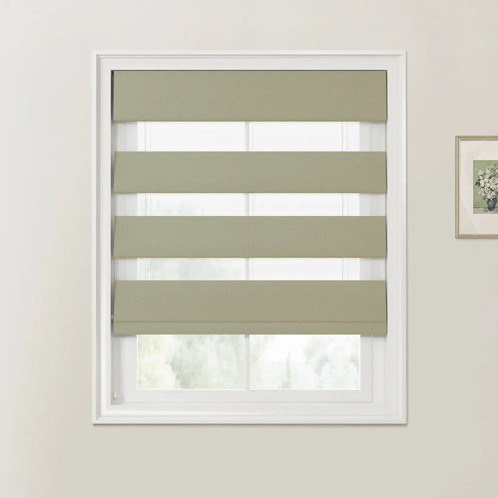 Darcy Cotton Zebra Roman Blind Cord Lift Beige - ChadMade