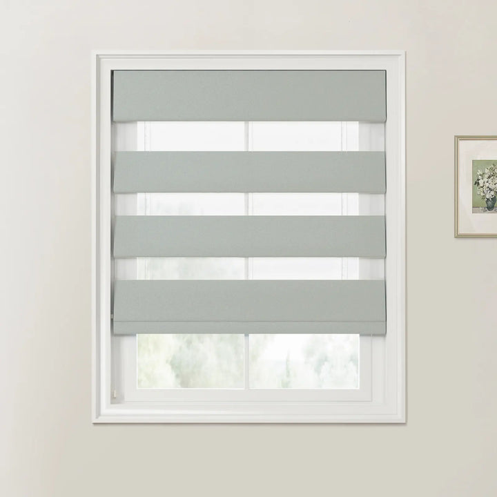 Darcy Cotton Zebra Roman Blind Cord Lift Stone - ChadMade