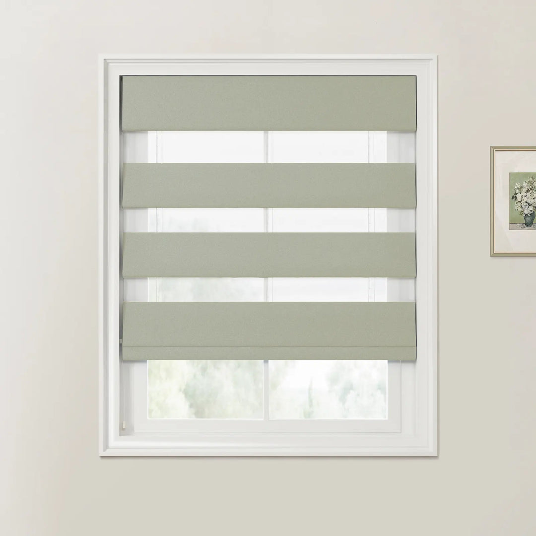 Darcy Cotton Zebra Roman Blind Cord Lift Sterling - ChadMade